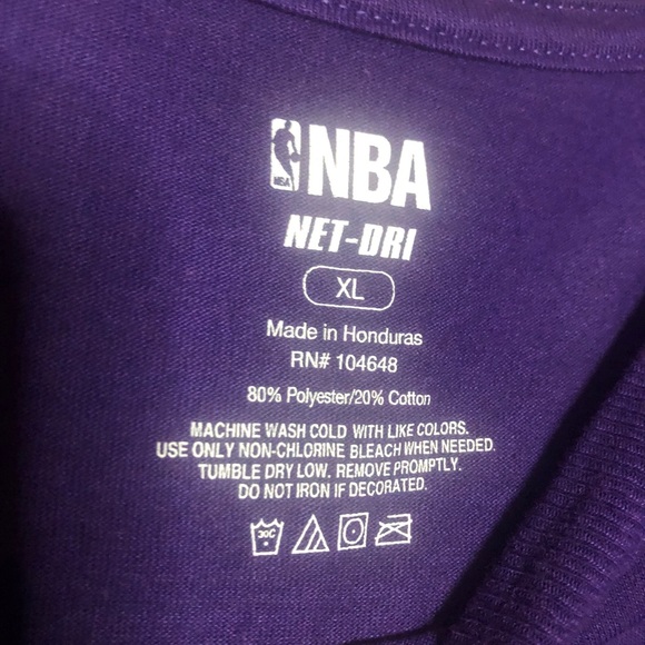 🇺🇸 NBA Lakers Purple Net-Dri T-Shirt, Size XL - Picture 3 of 6
